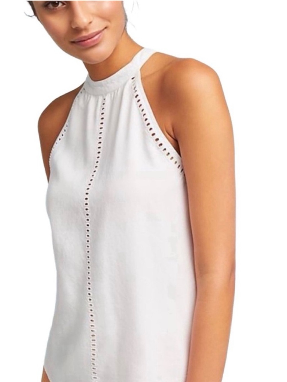 Cloth & Stone White Eyelet Halter Tank Top S